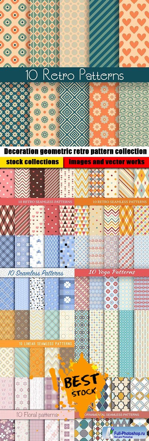 Decoration geometric retro pattern collection
