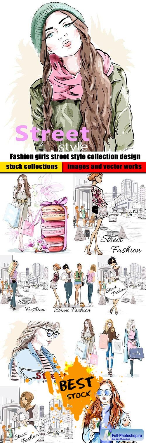 Fashion girls street style collection design