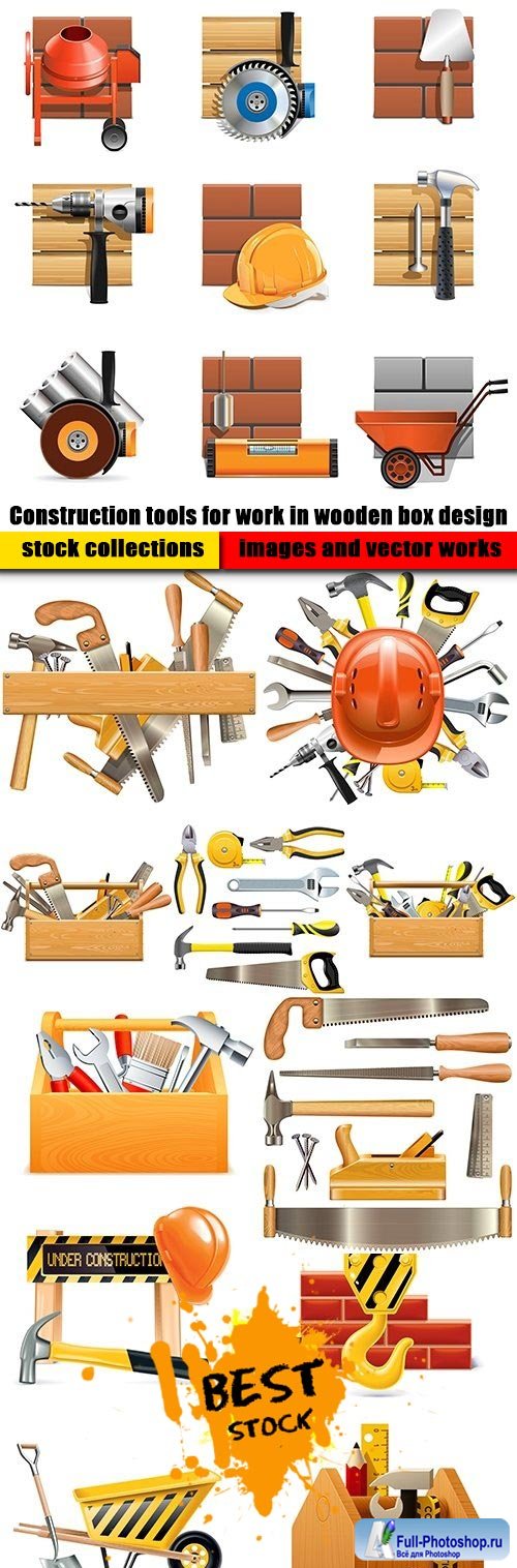 Construction tools for work in wooden box design