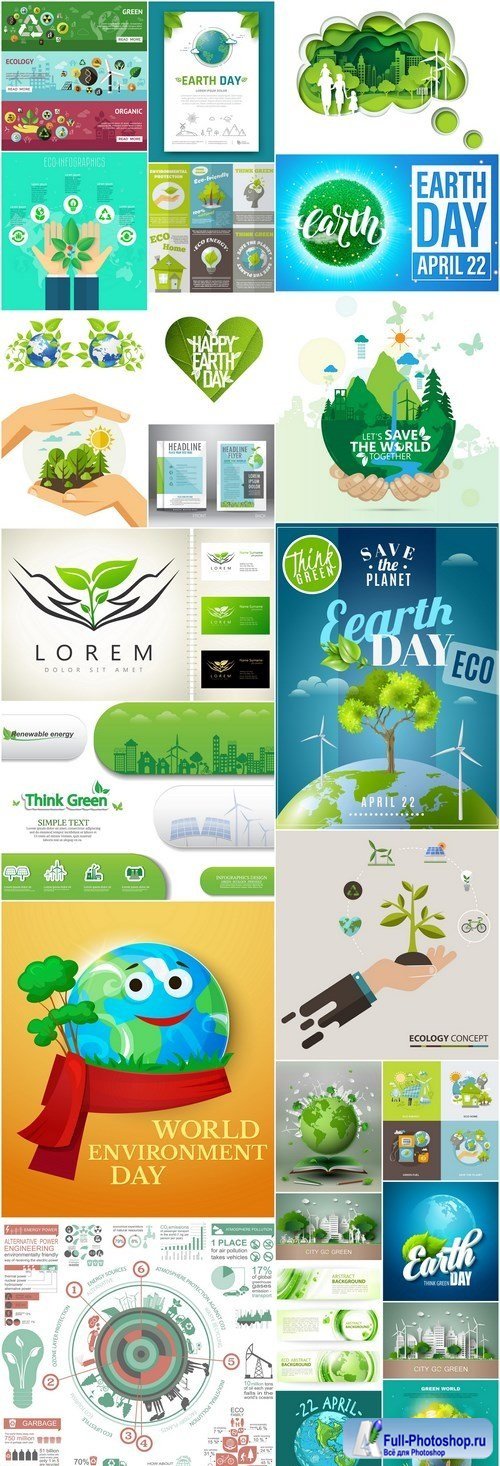 Earth Day Eco Concept - 25 Vector