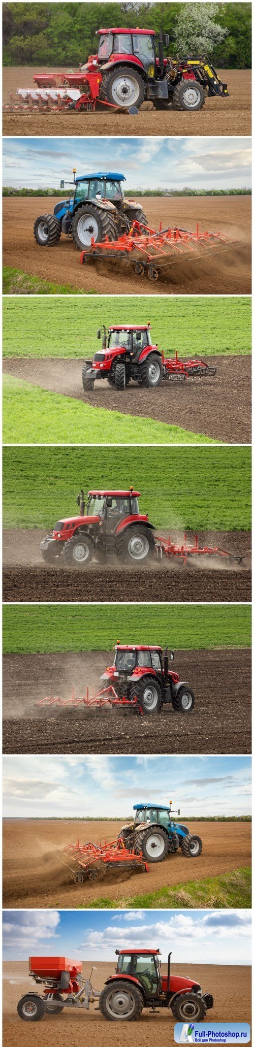 Small scale farming with tractor and plow in field - 7xUHQ JPEG Photo Stock