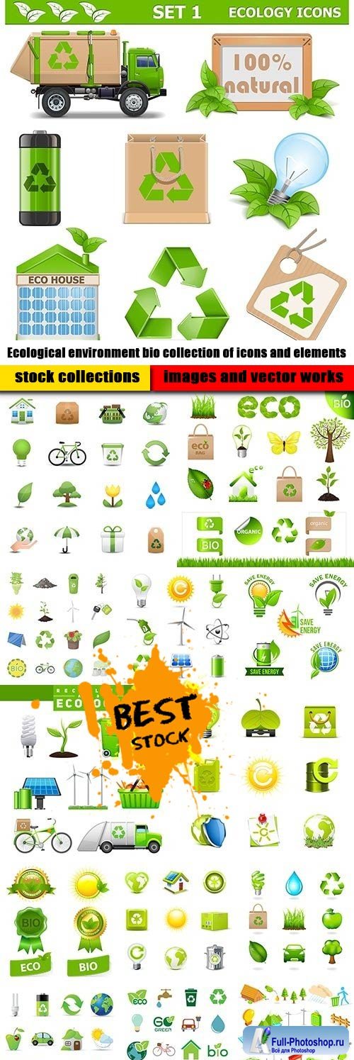 Ecological environment bio collection of icons and elements