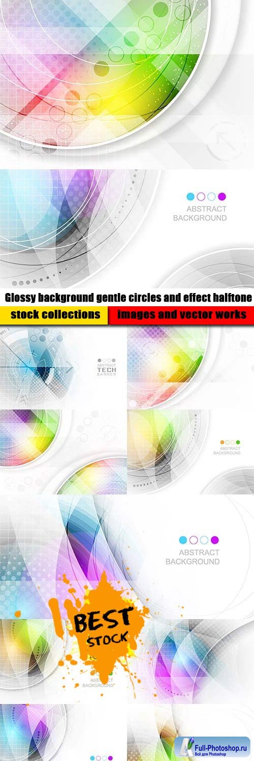 Glossy background gentle circles and effect halftone