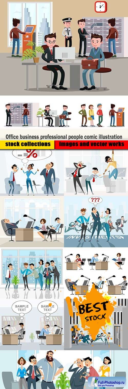 Office business professional people comic illustration