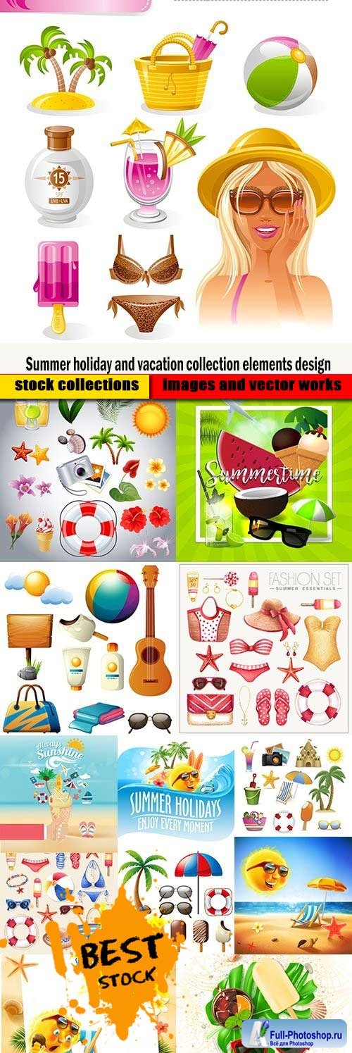 Summer holiday and vacation collection elements design