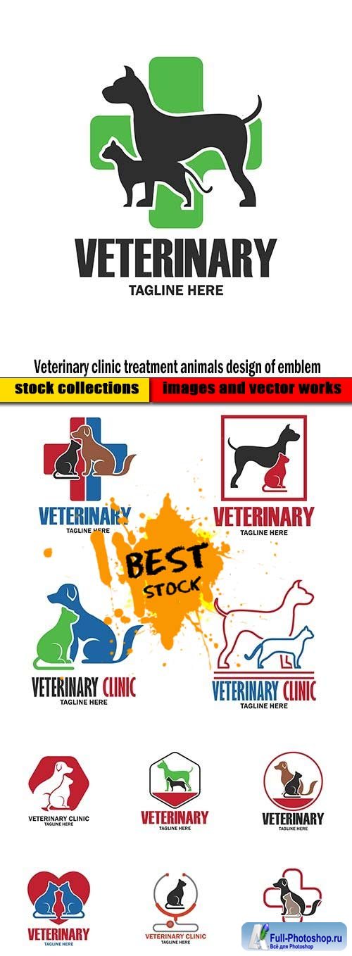 Veterinary clinic treatment animals design of emblem