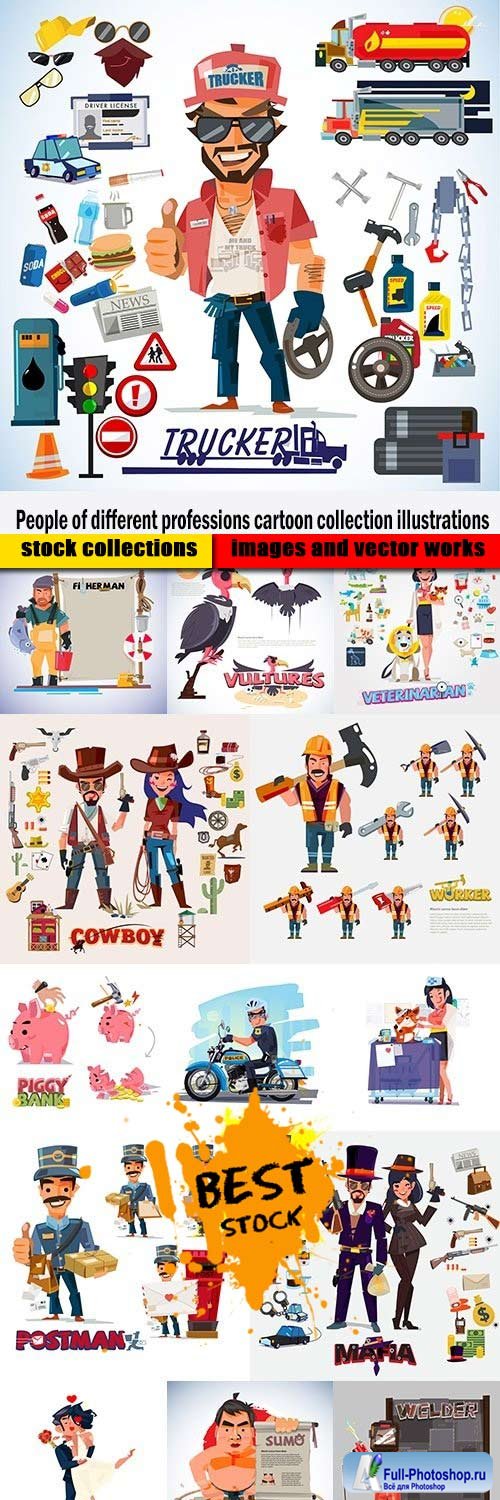 People of different professions cartoon collection illustrations