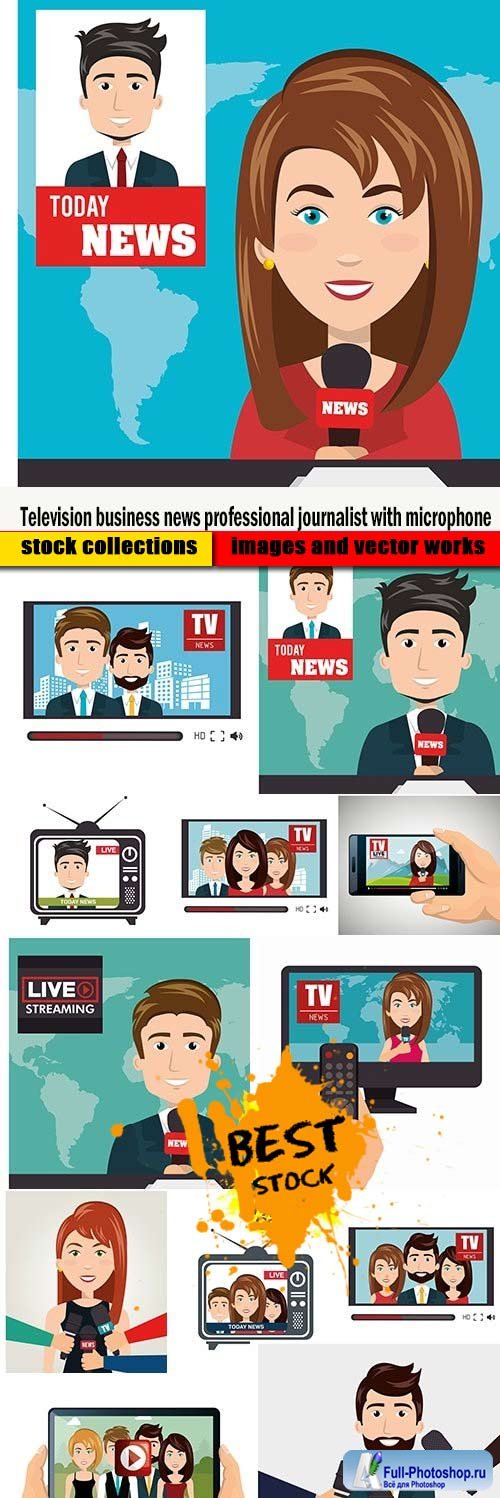 Television business news professional journalist with microphone