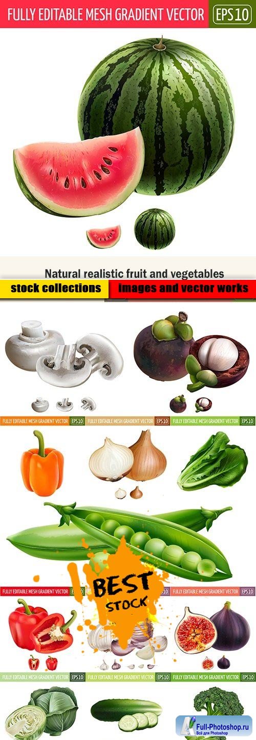 Natural realistic fruit and vegetables