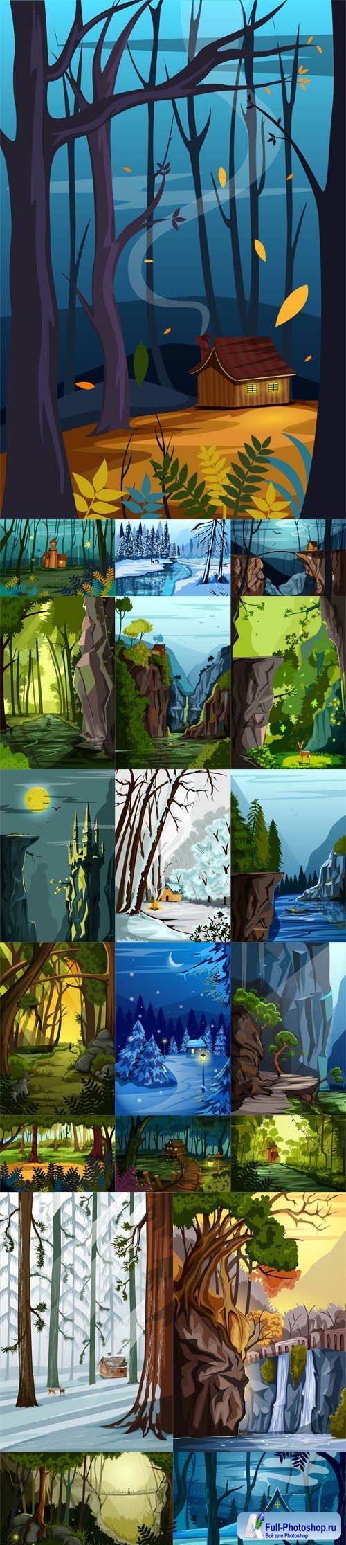 Vector Set - Nature Landscape Scenery Backgrounds