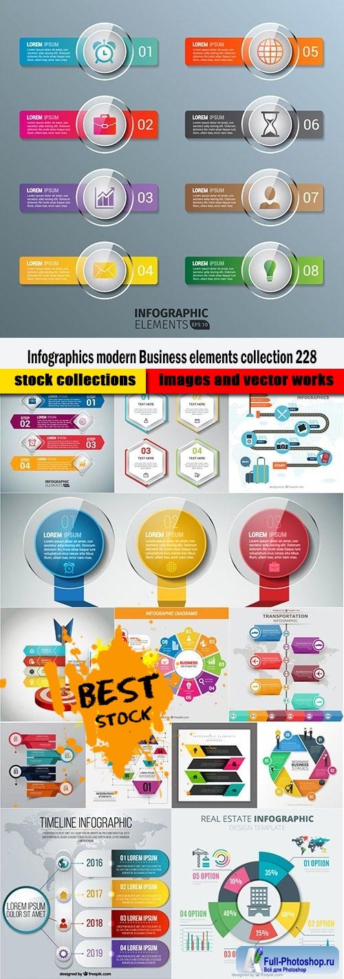 Infographics modern Business elements collection 228