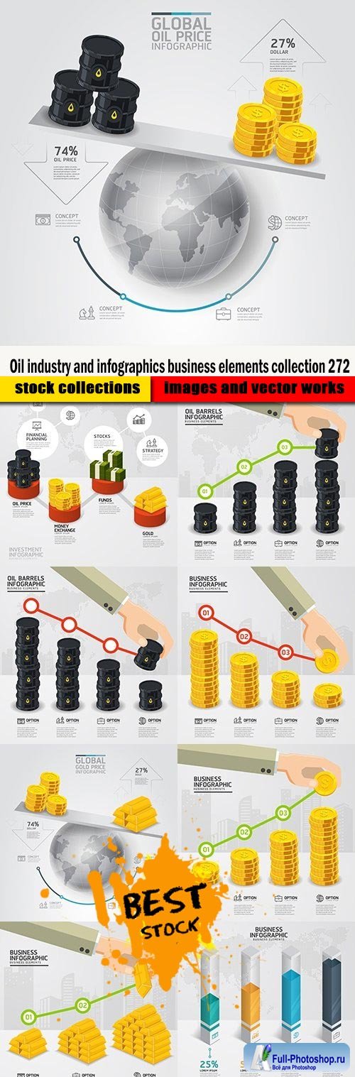 Oil industry and infographics business elements collection 272