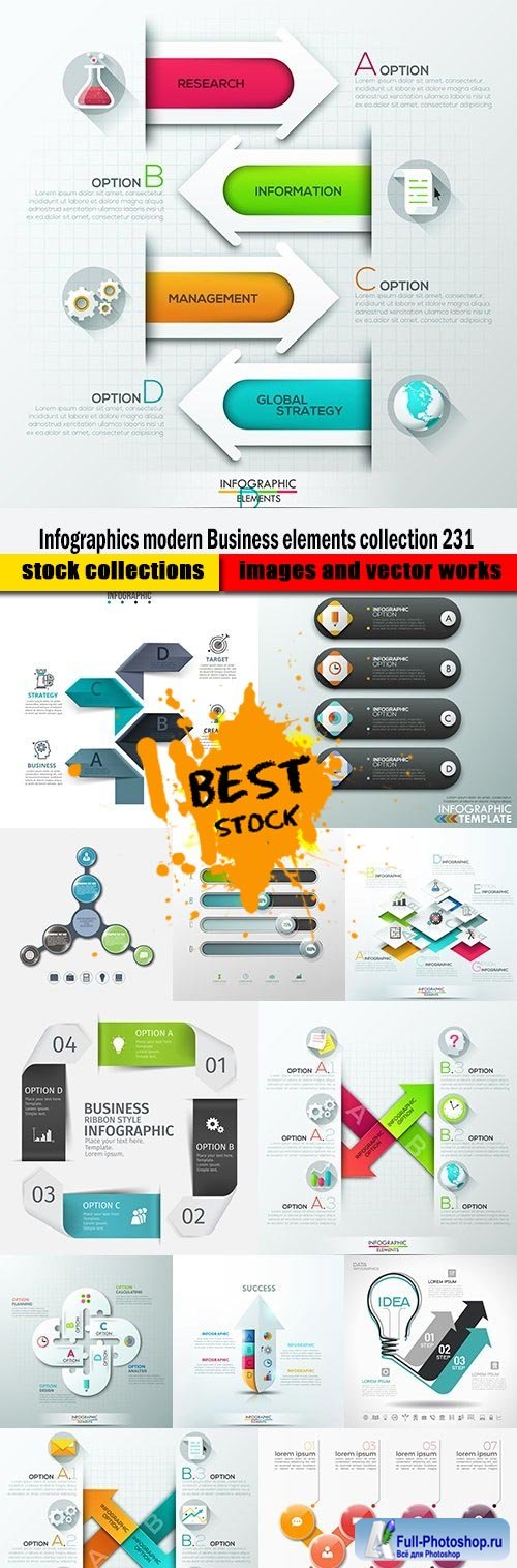 Infographics modern Business elements collection 231