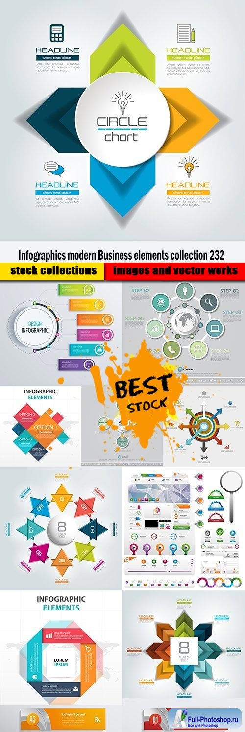 Infographics modern Business elements collection 232