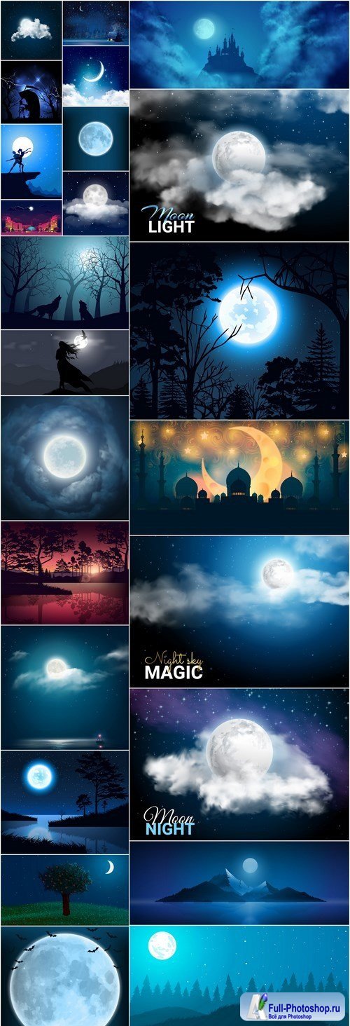 Night Nature Background - 25 Vector