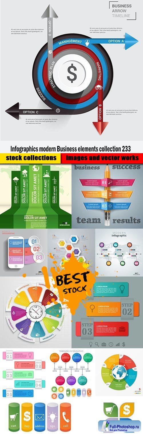 Infographics modern Business elements collection 233