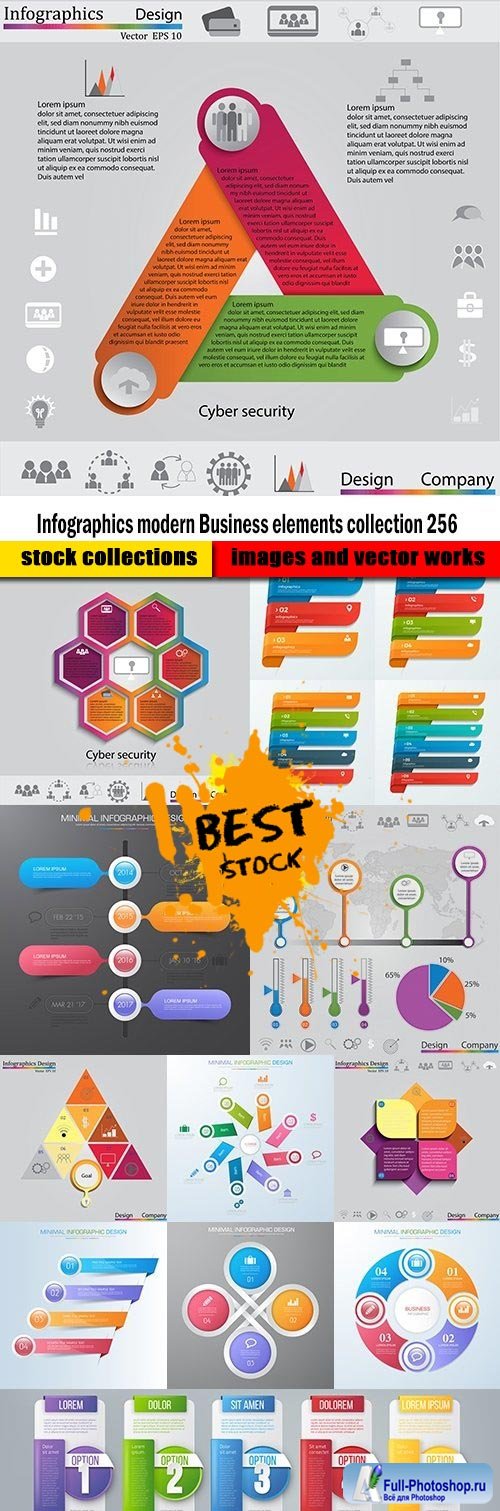 Infographics modern Business elements collection 256