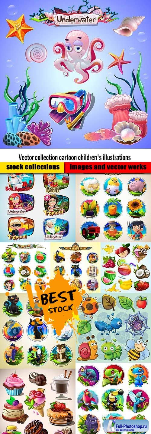 Vector collection cartoon children's illustrations