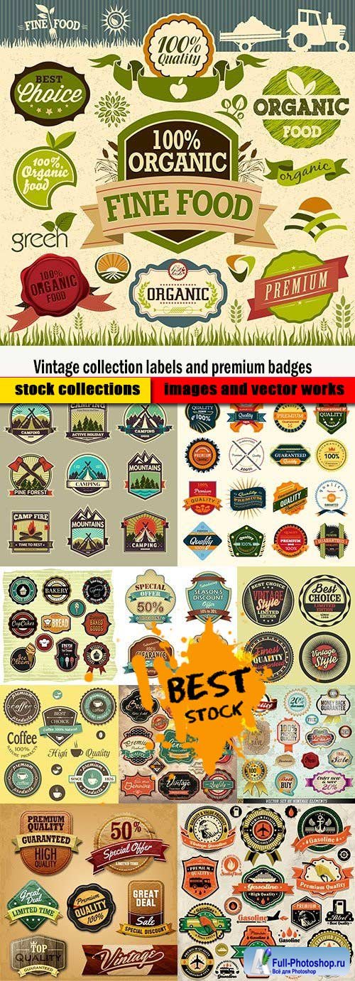 Vintage collection labels and premium badges