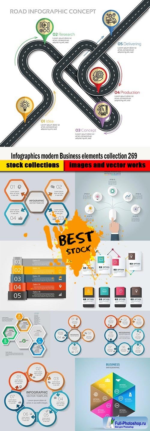 Infographics modern Business elements collection 269