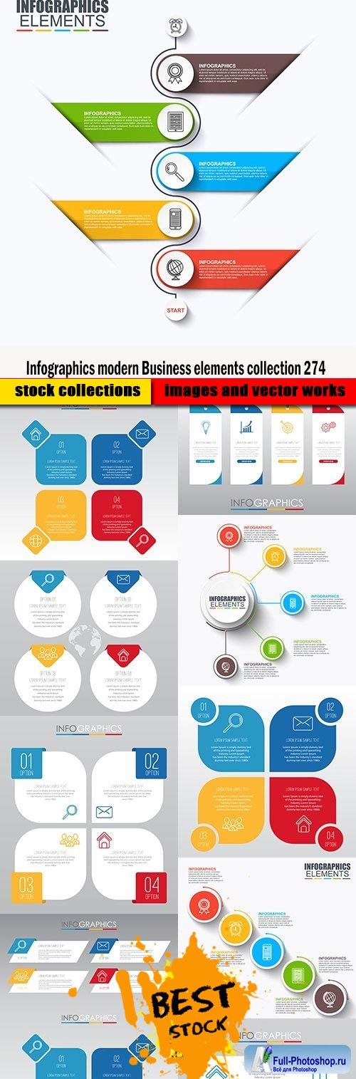 Infographics modern Business elements collection 274