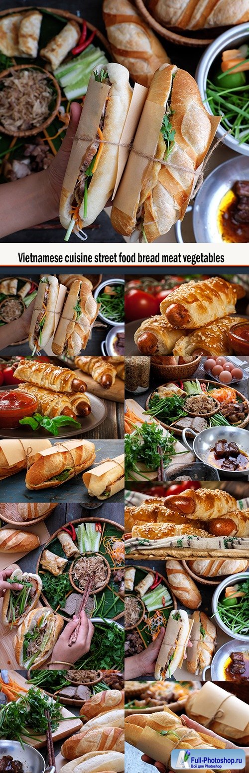 Vietnamese cuisine street food bread meat vegetables