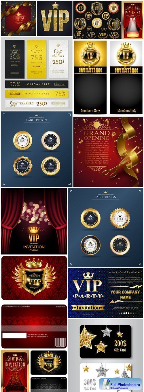 Golden VIP Design Elements - 15 Vector