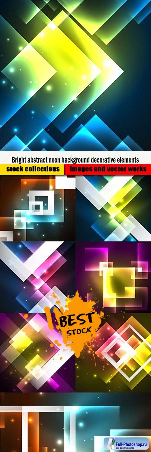 Bright abstract neon background decorative elements