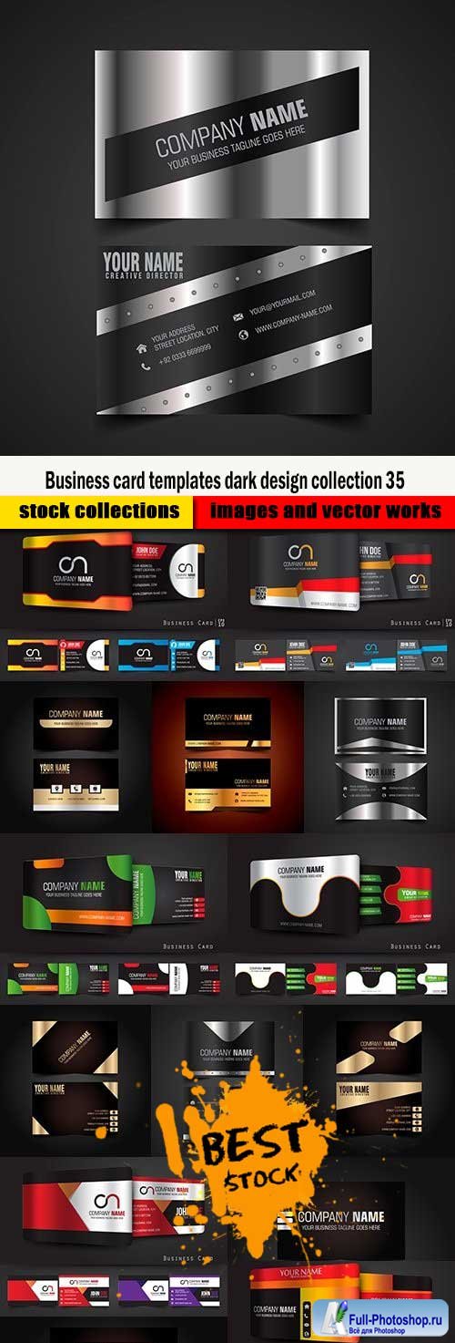 Business card templates dark design collection 35