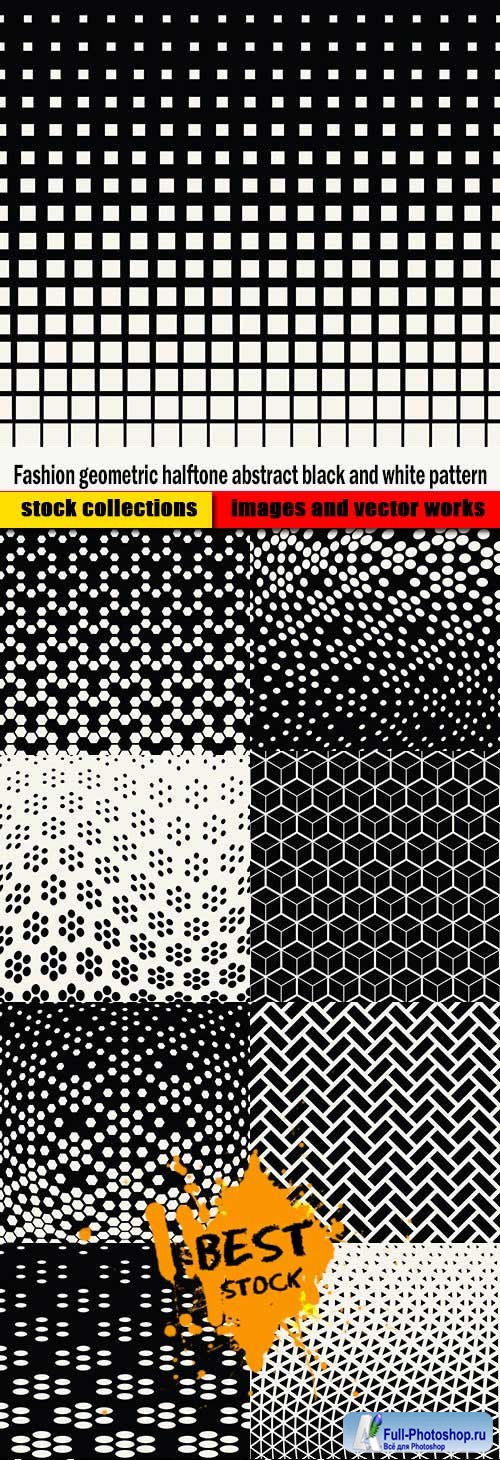 Fashion geometric halftone abstract black and white pattern