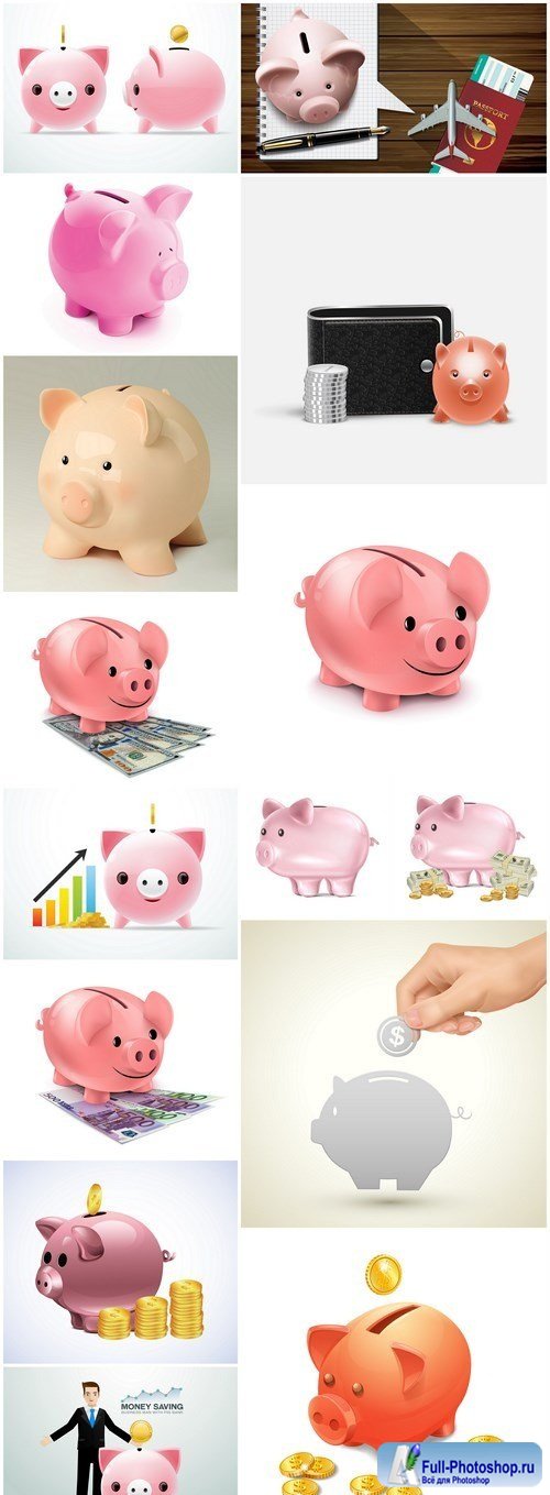 Piggy Bank - 15 Vector