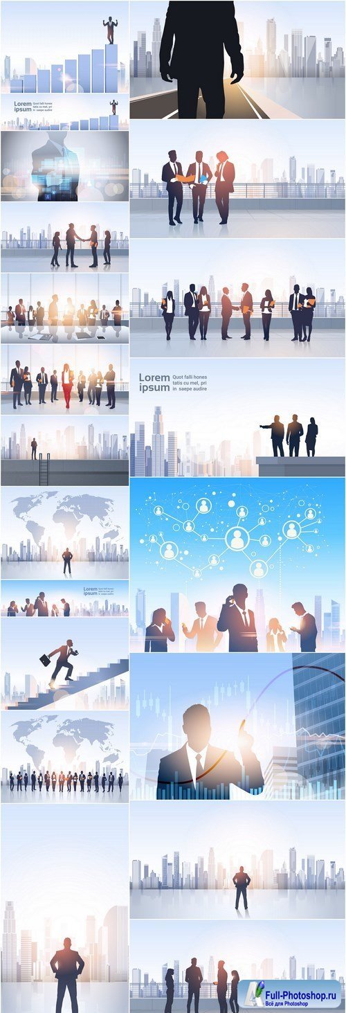 Business People Group Silhouettes - 20 Vector
