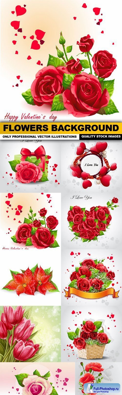 Flowers Background - 10 Vector