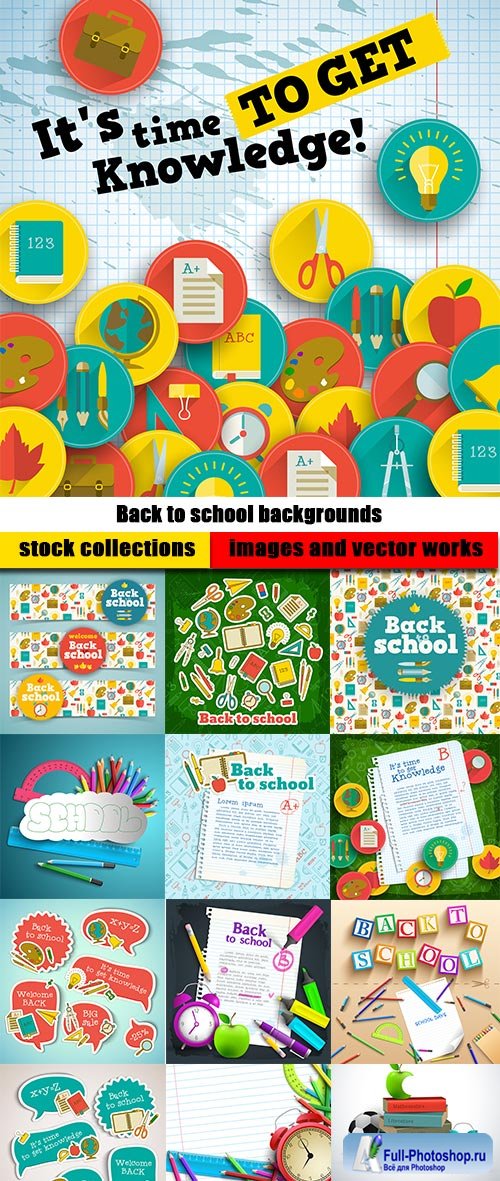 Back to school backgrounds and stationery elements 2 