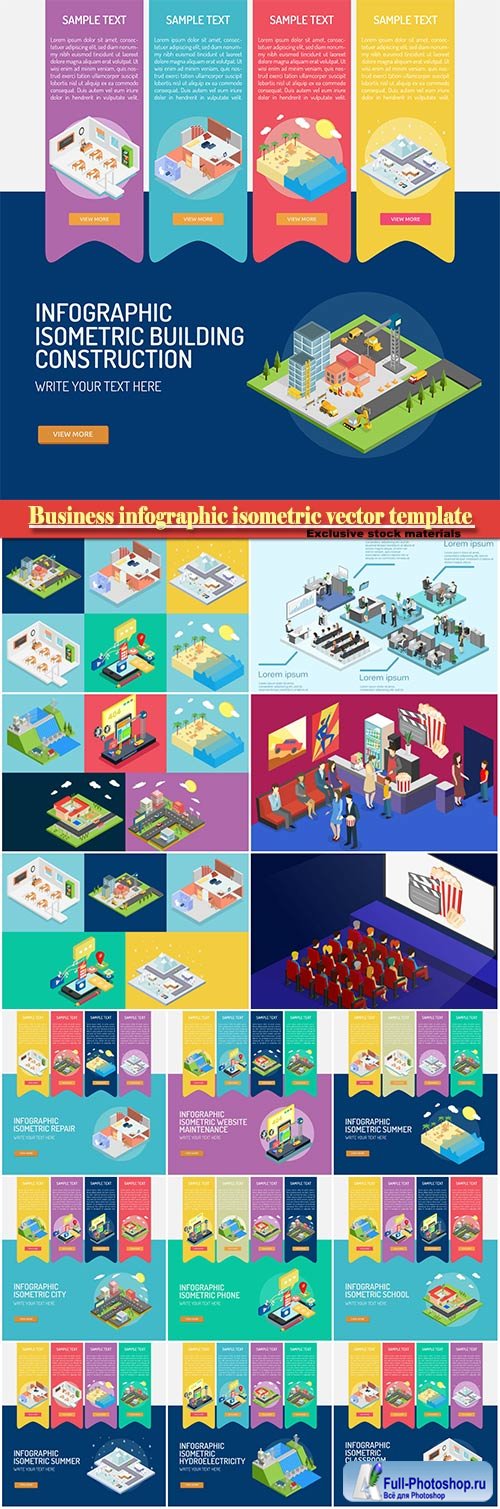 Business infographic isometric vector template