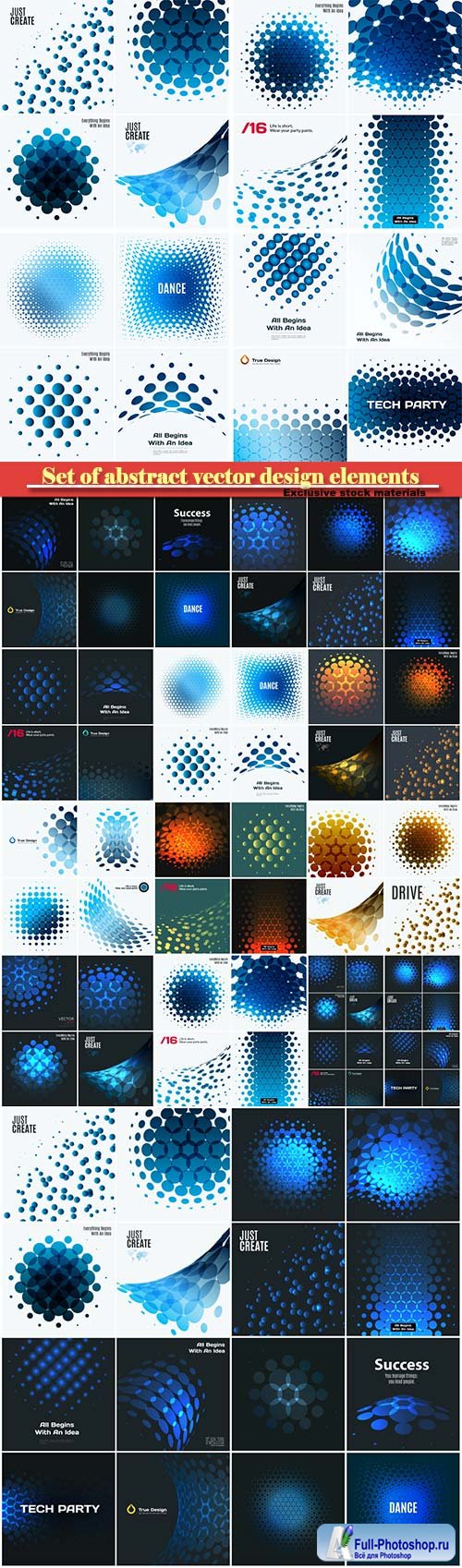 Set of abstract vector design elements for graphic layout, modern business template