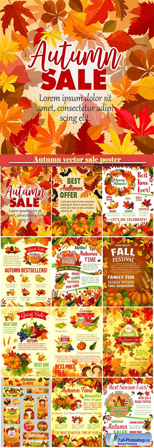 Autumn vector sale poster for seasonal shopping