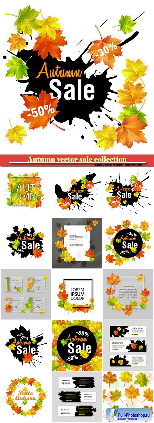 Autumn vector sale, fall sale design with autumn leaves