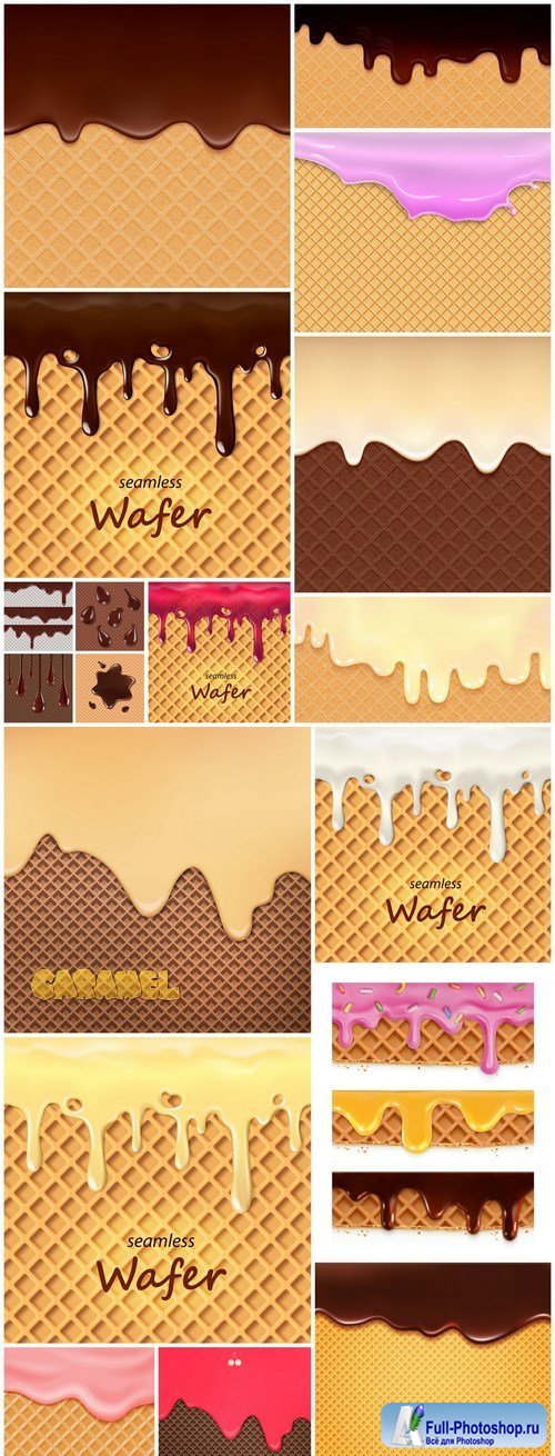 Wafer Backgrounds With Cream - 15 Vector