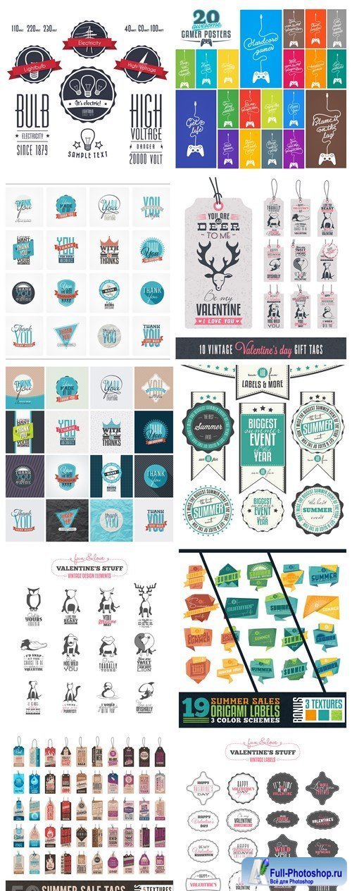 Different Retro Style Label Tags - 10 Vector