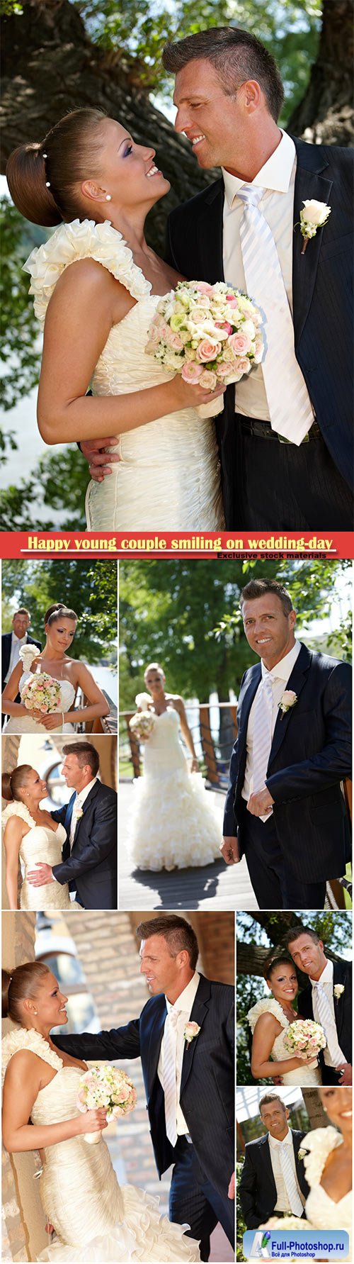 Happy young couple smiling on wedding-day