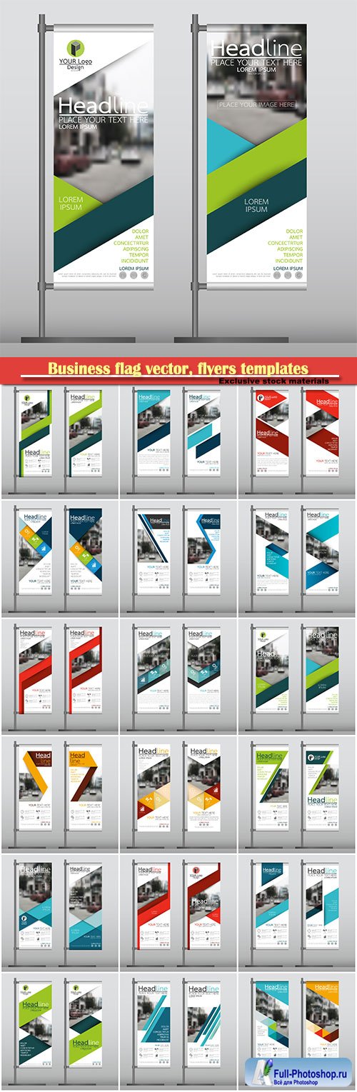 Business flag banner vector, flyers templates