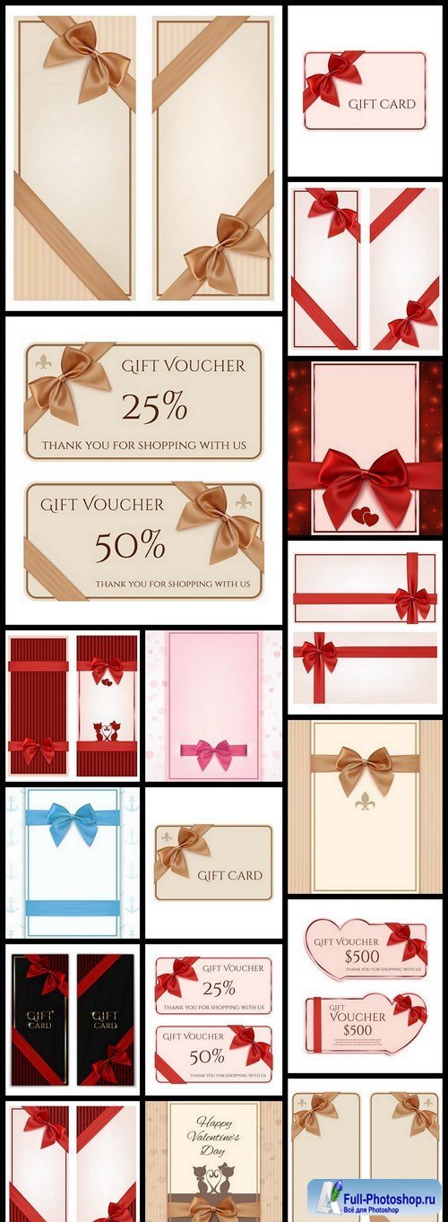 Gift Card With Ribbon - 20 Vector