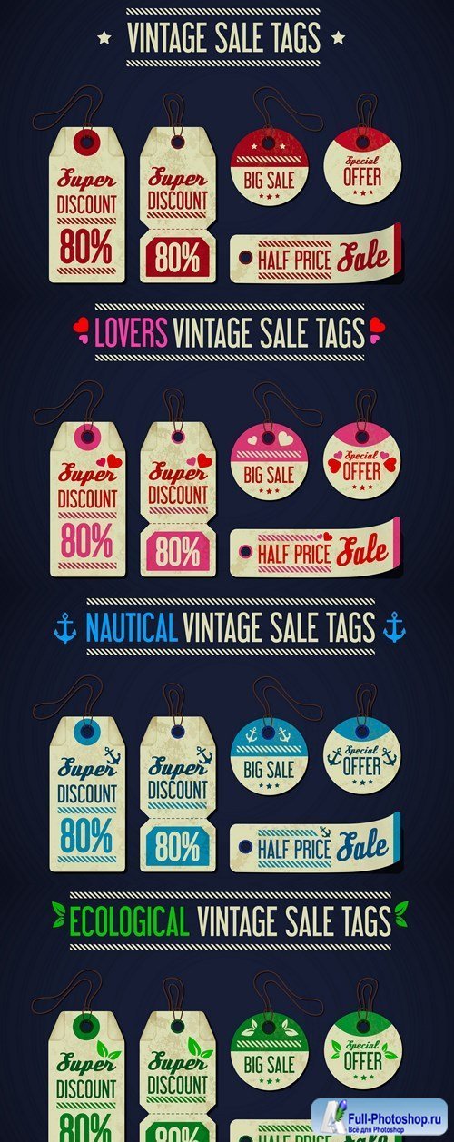 Vintage Sale Tags - 4 Vector