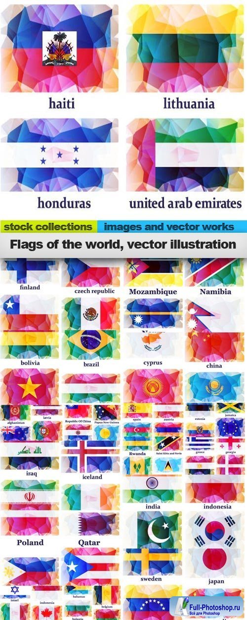 Flags of the world, vector illustration, 17 x EPS