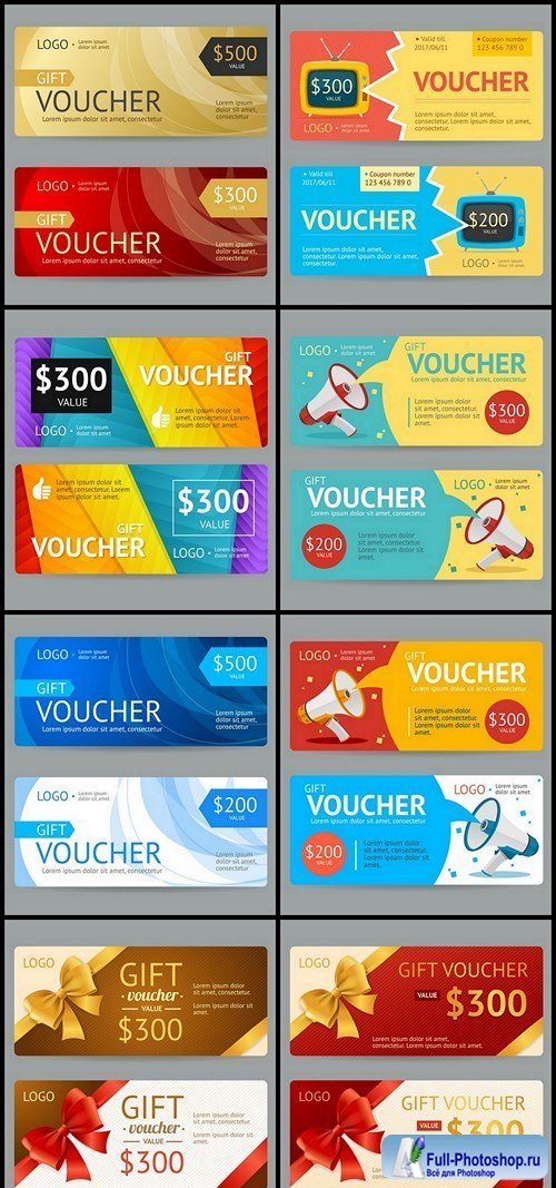 Gift Voucher Collection #21 - 8 Vector