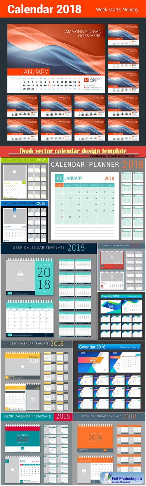 Desk vector calendar design template for 2018 year # 12