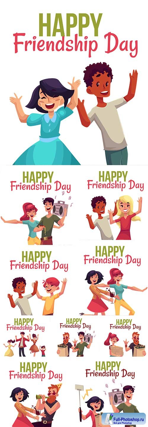 Happy friendship day cartoon lifestyle party illustration