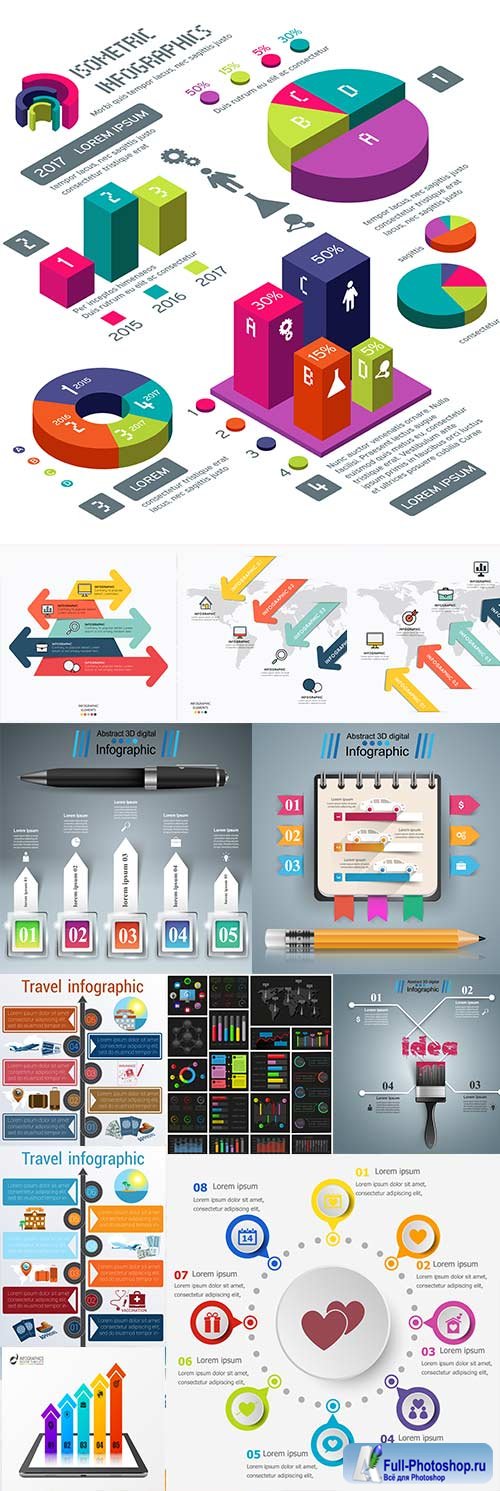 Infographics modern Business elements collection 285