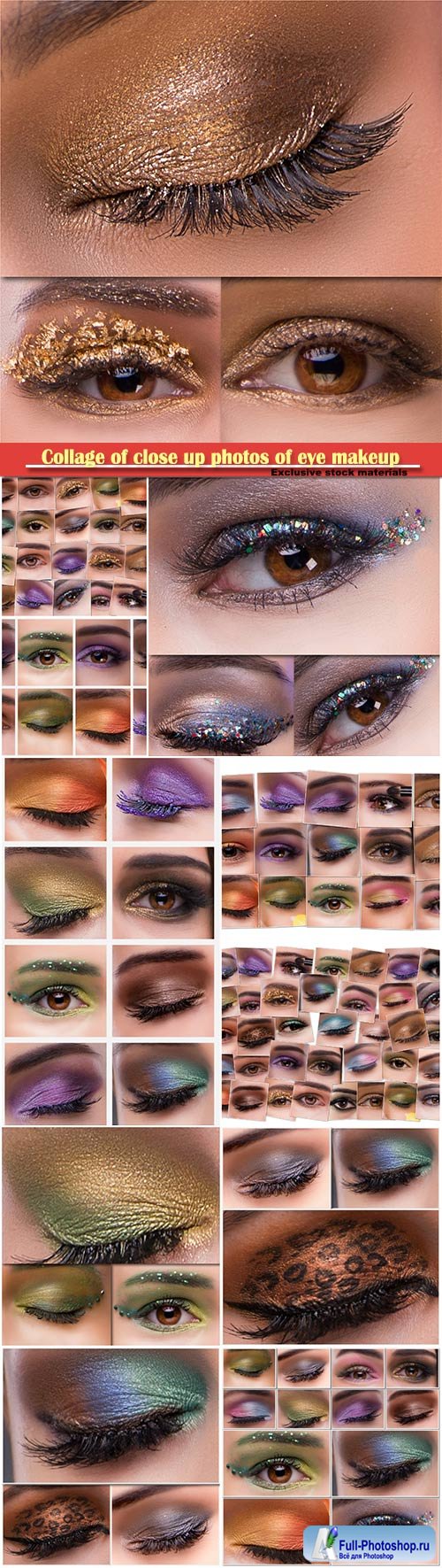 Collage of close up photos of eye makeup